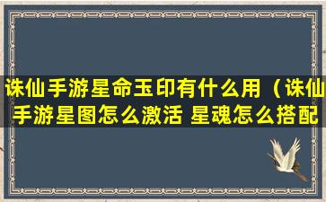 诛仙手游星命玉印有什么用（诛仙手游星图怎么激活 星魂怎么搭配）